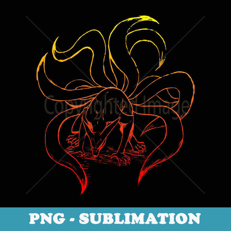 Naruto Shippuden Nine Tails Gradient Outline - Sublimation Digital Download