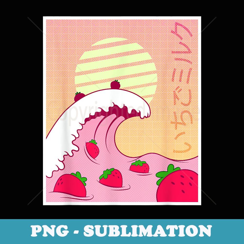 Strawberry Milk Shake Funny Retro 90s Pink Japanese Kawaii - PNG Sublimation Digital Download