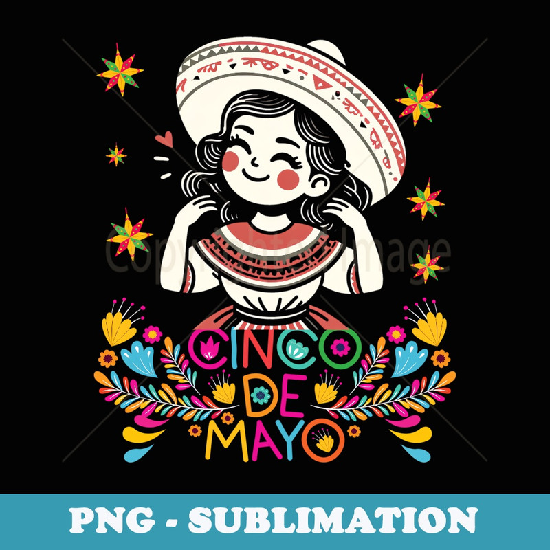 Cinco De Mayo Mexican Poncho 5 De Mayo Anime Cute Girl - Vintage Sublimation PNG Download