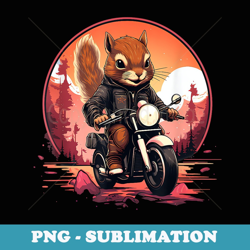 Biker Squirrel Riding Motorcycle - Premium Sublimation Digital Download