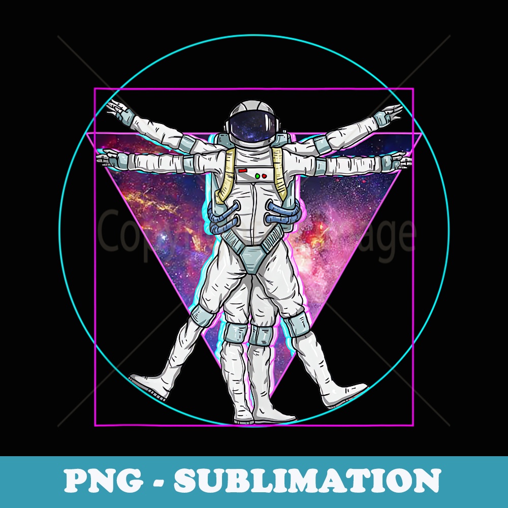 Vaporwave Astronaut Vitruvian Man Pastel Goth Space Art - Unique Sublimation PNG Download