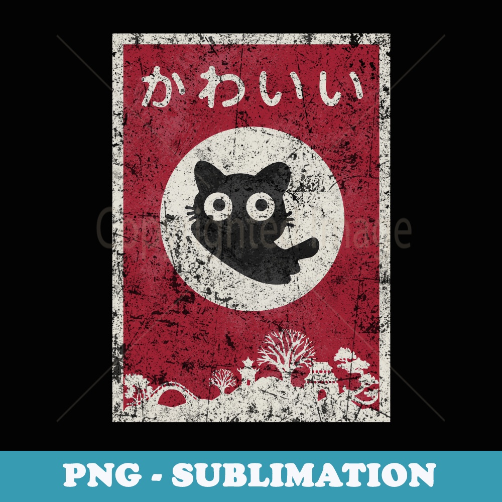 Kawaii cat Japanese black anime cat T - Premium Sublimation Digital Download