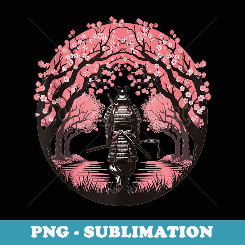 Cherry Blossom design sakura and cherry Blossom Samurai - Modern Sublimation PNG File