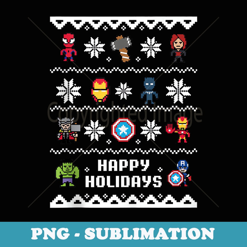 Marvel Avengers Christmas er Happy Holidays - Vintage Sublimation PNG Download