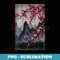 s Vintage Cherry Blossom Woodblock Japanese Graphical Art - Professional Sublimation Digital Download