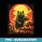 Black Japanese Catzilla Sunset Aesthetic Streetwear - PNG Transparent Sublimation File