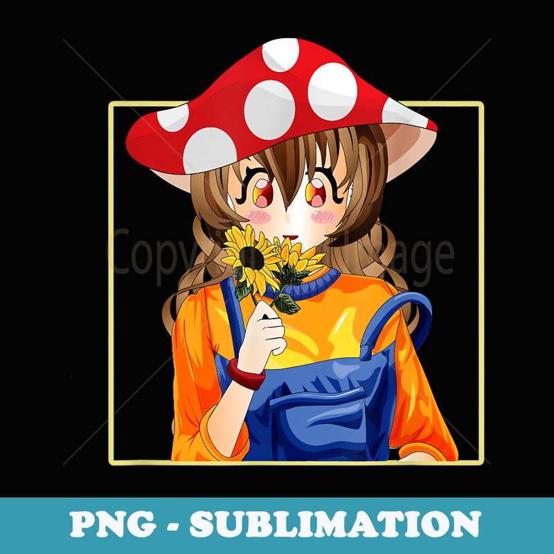 Kawaii Anime Cute Mushroom Girl Cottagecore Aesthetic s - Sublimation Digital Download
