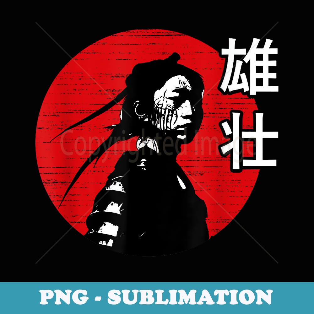 Japanese Anime & Manga Retro Samurai Art Vintage Fighter - Instant PNG Sublimation Download