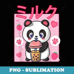 panda boba tea bubble tea anime kawaii strawberry - decorative sublimation png file