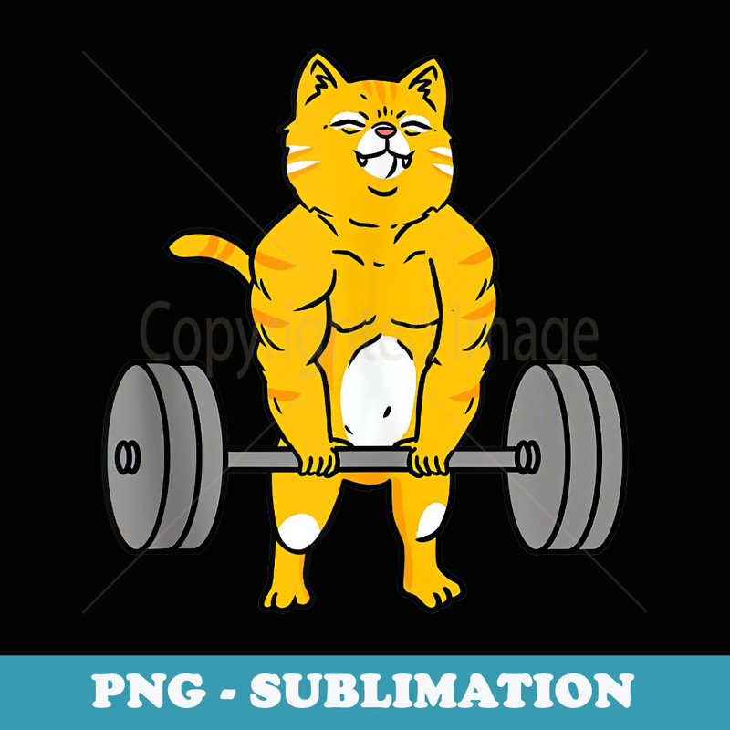 Cat Deadlift Weightlifting Cat - Vintage Sublimation PNG Download
