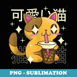 boba cat kawaii anime japanese food girls official nager - aesthetic sublimation digital file