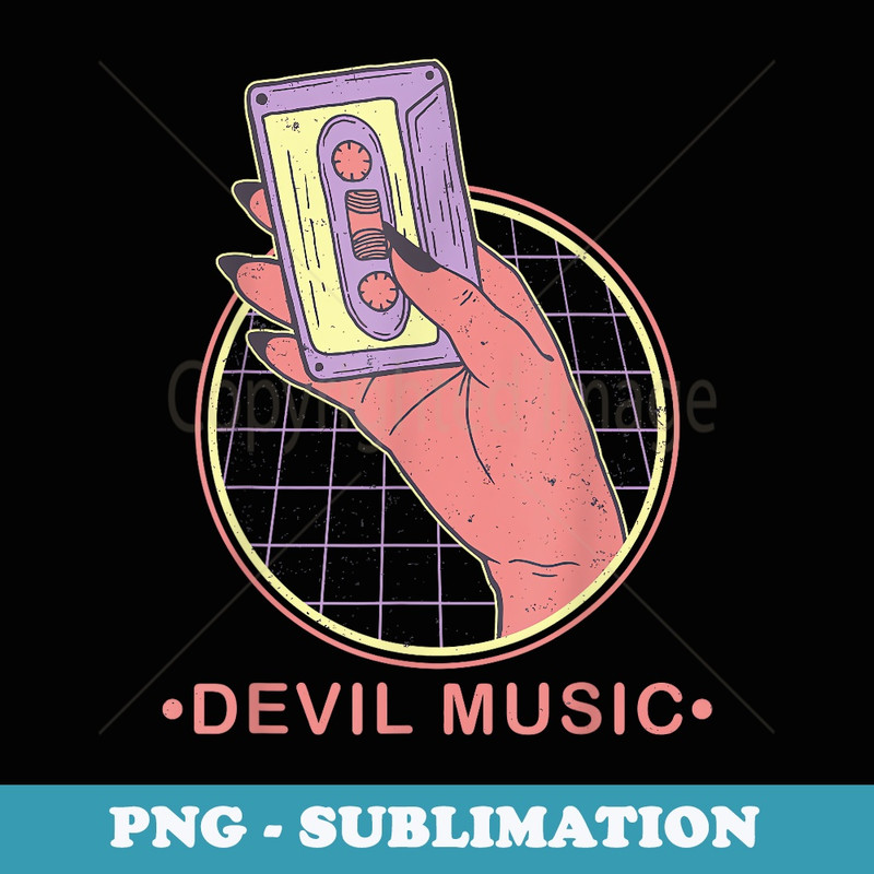 Retro Devil Music Anime - 80s Aesthetic Occult - Decorative Sublimation PNG File