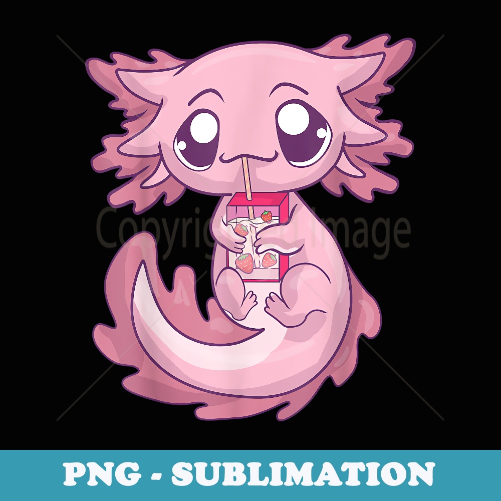 Cute Axolotl Pastel Goth Kawaii Anime Strawberry Milk - Stylish Sublimation Digital Download