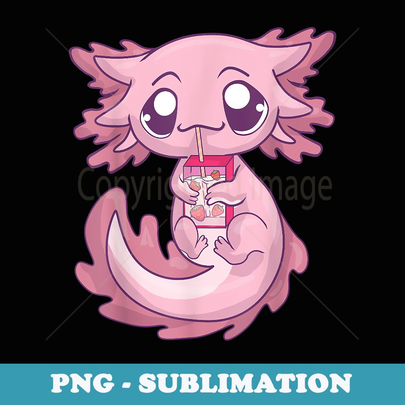 Cute Axolotl Pastel Goth Kawaii Anime Strawberry Milk - Stylish Sublimation Digital Download