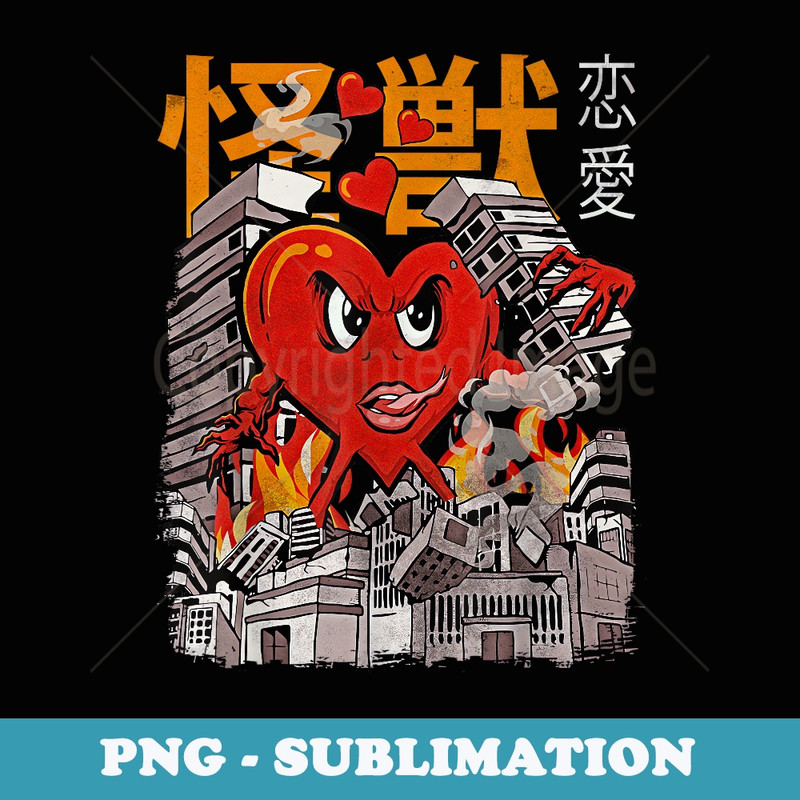 Kaiju Heart Japanese Anime Monster Valentines Day - PNG Transparent Sublimation File