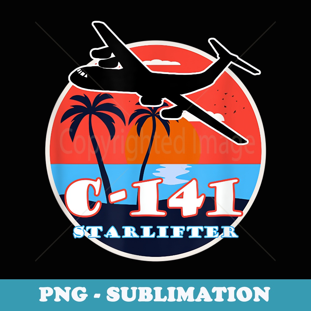 C-141 Vintage Tropical Sunset Cargo Aviation - Digital Sublimation Download File