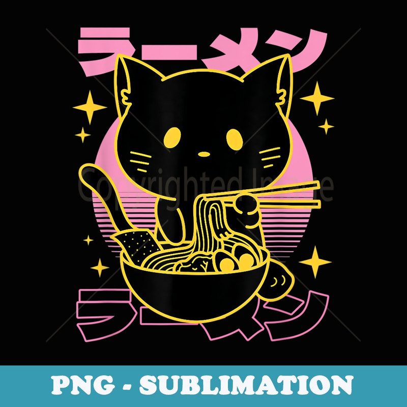 Kawaii Ramen cat eating noodles - Stylish Sublimation Digital Download