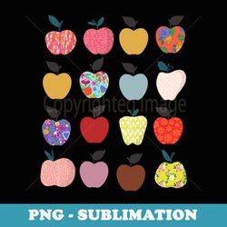 folk art apples back to school teacher for funny - trendy sublimation digital download