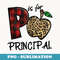 Cute P Is For Principal Plaid Leopard Apple Back To School - Sublimation PNG File