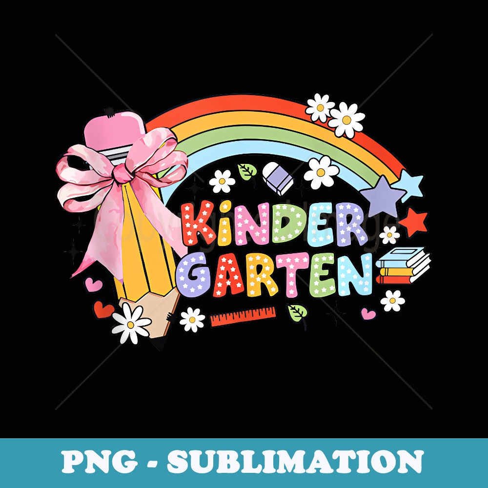 Back To School Kindergarten Colorful Pencil Bow Tie Rainbow - PNG Sublimation Digital Download