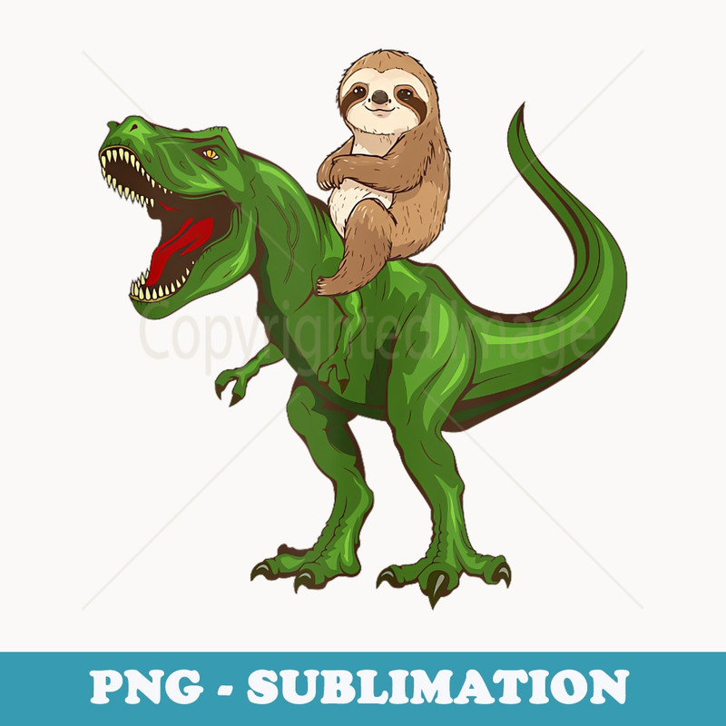 Funny Sloth Riding T Rex Dinosaur Halloween Costume - Professional Sublimation Digital Download