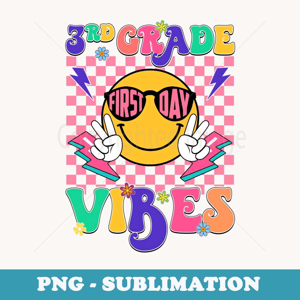 Retro Groovy 3rd Grade Vibes Smile Team Back To School - Premium PNG Sublimation File