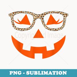 jack o lantern with glasses halloween leopard - png sublimation digital download