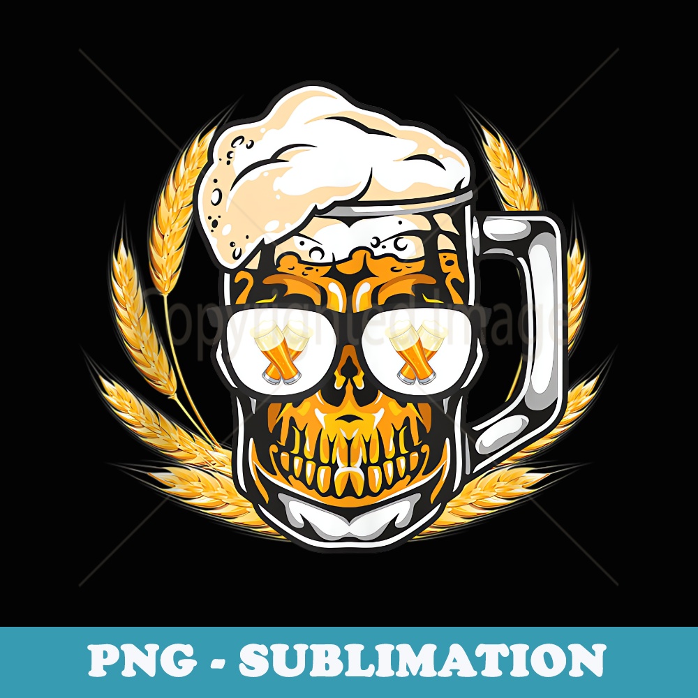 Beer Glass Skull Mug With Skull Foam For Halloween Drinker - Stylish Sublimation Digital Download