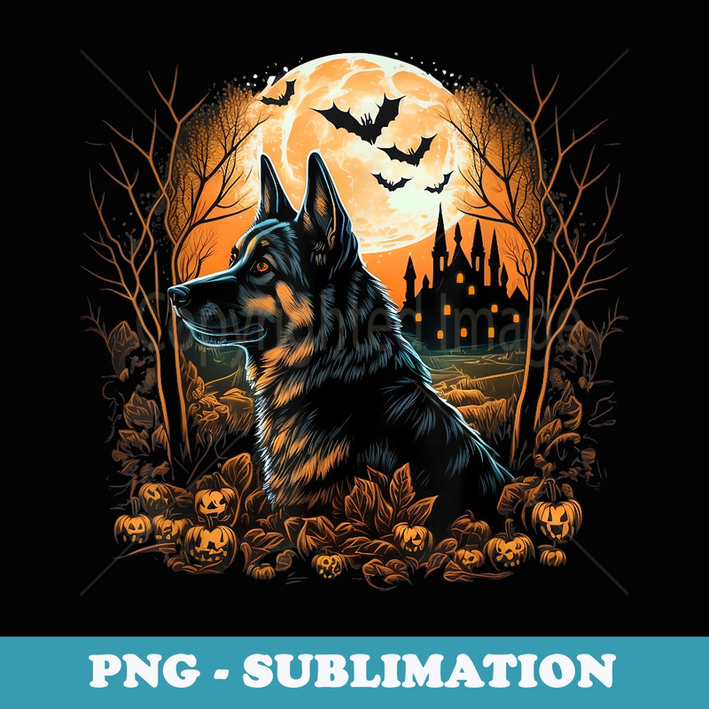 Pumpkin German Shepherd costume on German Shepherd Halloween - Sublimation Digital Download
