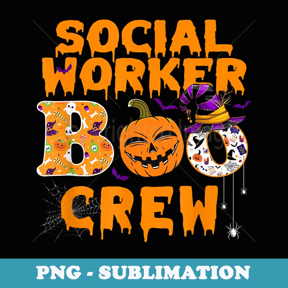Social Worker Boo Crew Witch Hat Fall Halloween Costume - Elegant Sublimation PNG Download