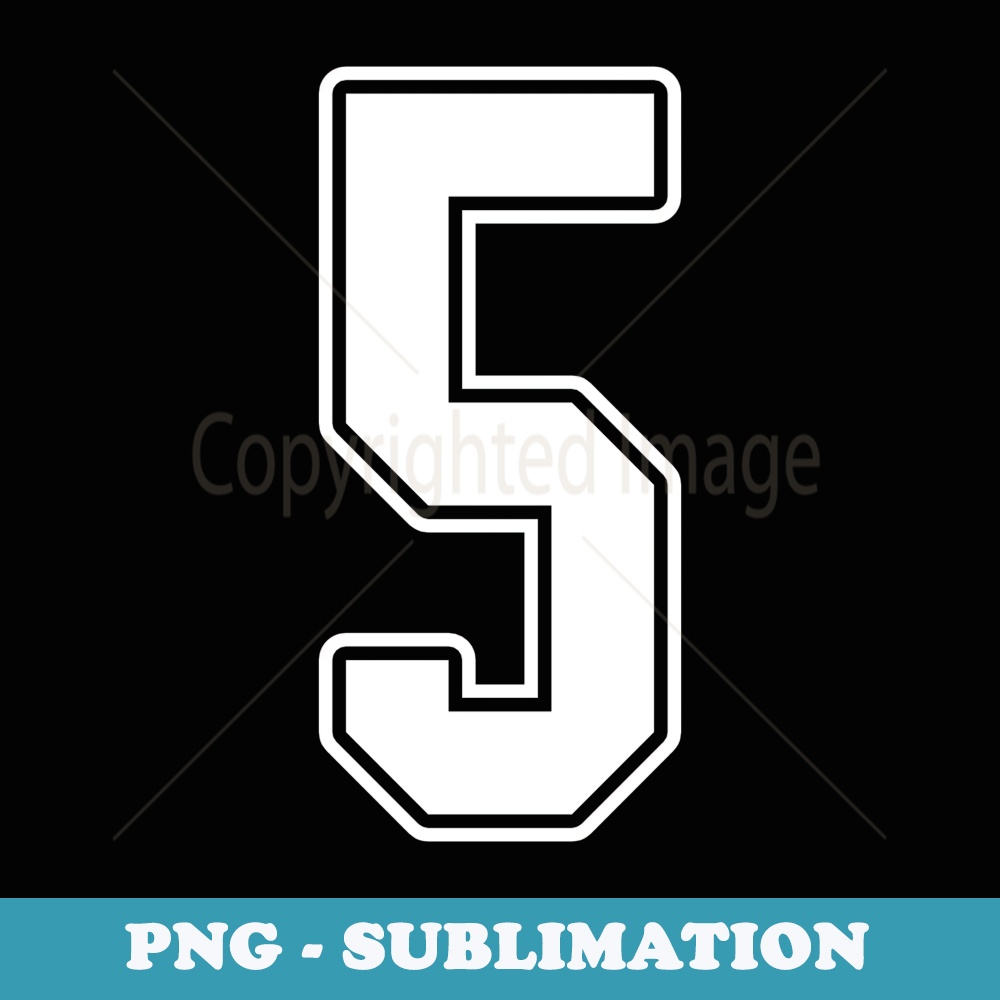 #5 White Uniform Number 5 Varsity Sports Fan Team Jersey - Creative Sublimation PNG Download