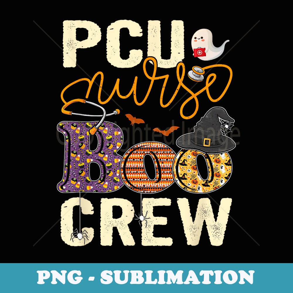 Scary Nurse Halloween Ghost Spider PCU Nurse Boo Crew - PNG Transparent Sublimation Design