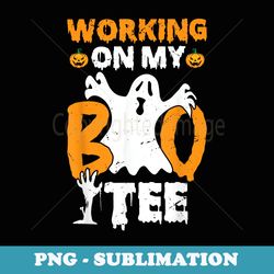working on my boo funny halloween workout weightlifting - high-resolution png sublimation file
