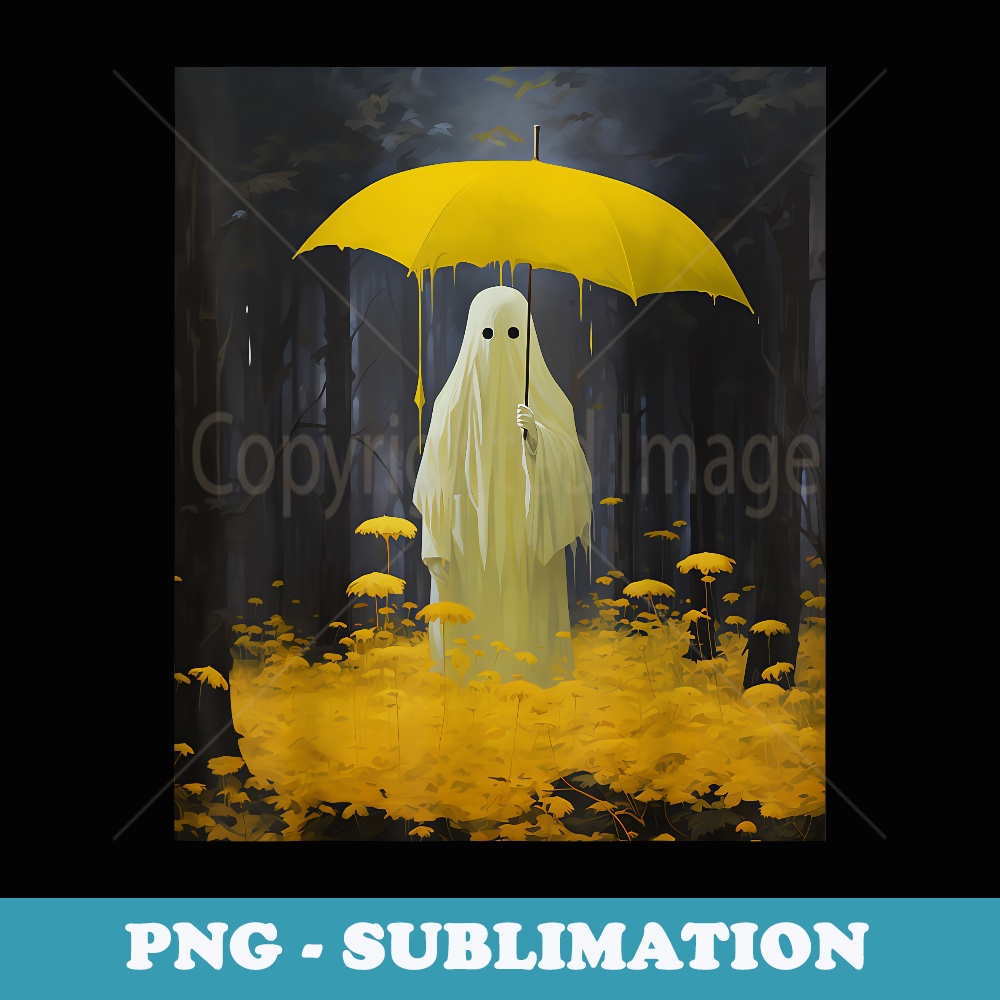 Vintage Floral Ghost In The Forest Cute Halloween Aesthetic - Sublimation PNG File