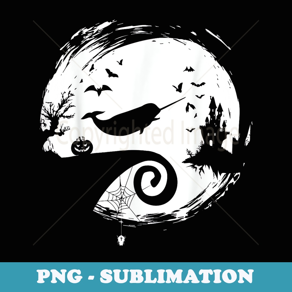 Narwhal Halloween Costume Moon Silhouette Creepy Horror - Instant Sublimation Digital Download