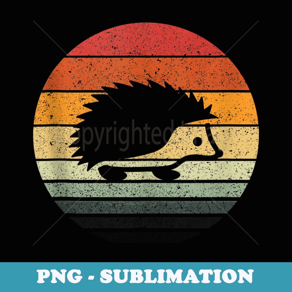 Vintage Retro Sunset Hedgehog - Premium PNG Sublimation File