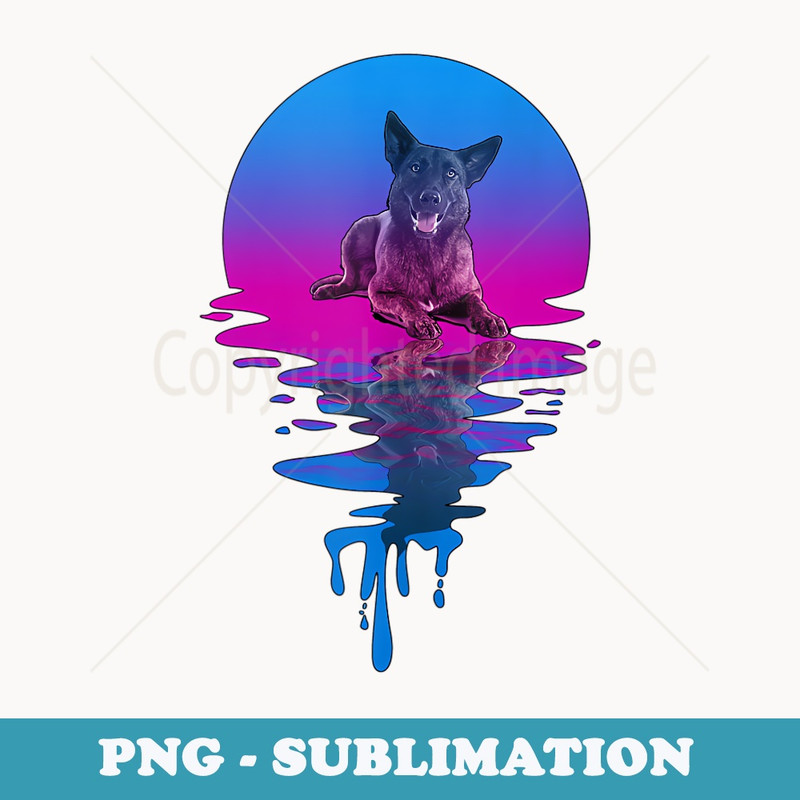 Vintage Retro Sunset Dutch Shepherd - Stylish Sublimation Digital Download