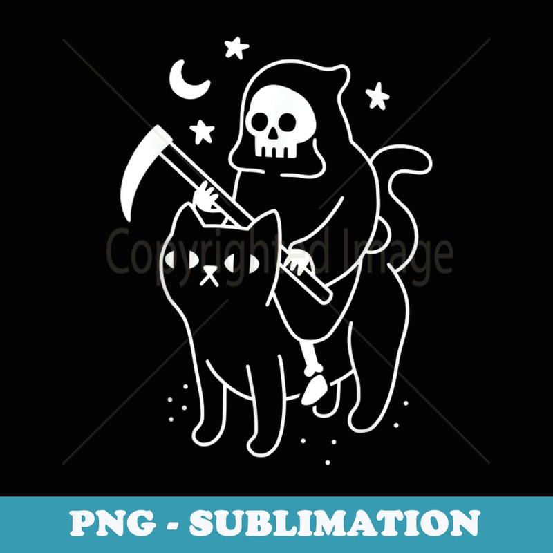 Grim Reaper Death Rides A Cat - PNG Transparent Sublimation File