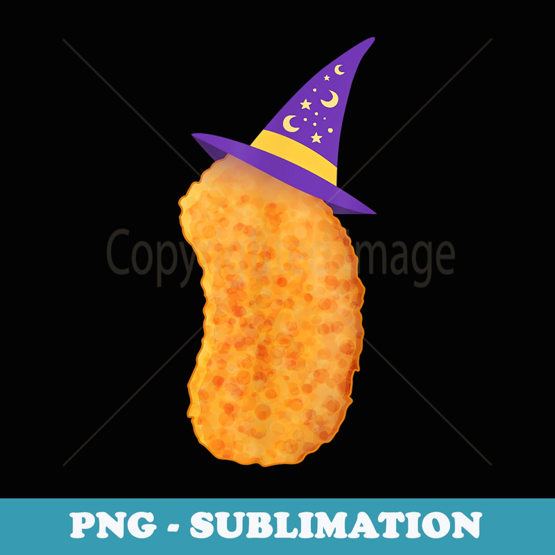 Chicken Nugget Halloween Witch Hat Costume - PNG Transparent Sublimation Design