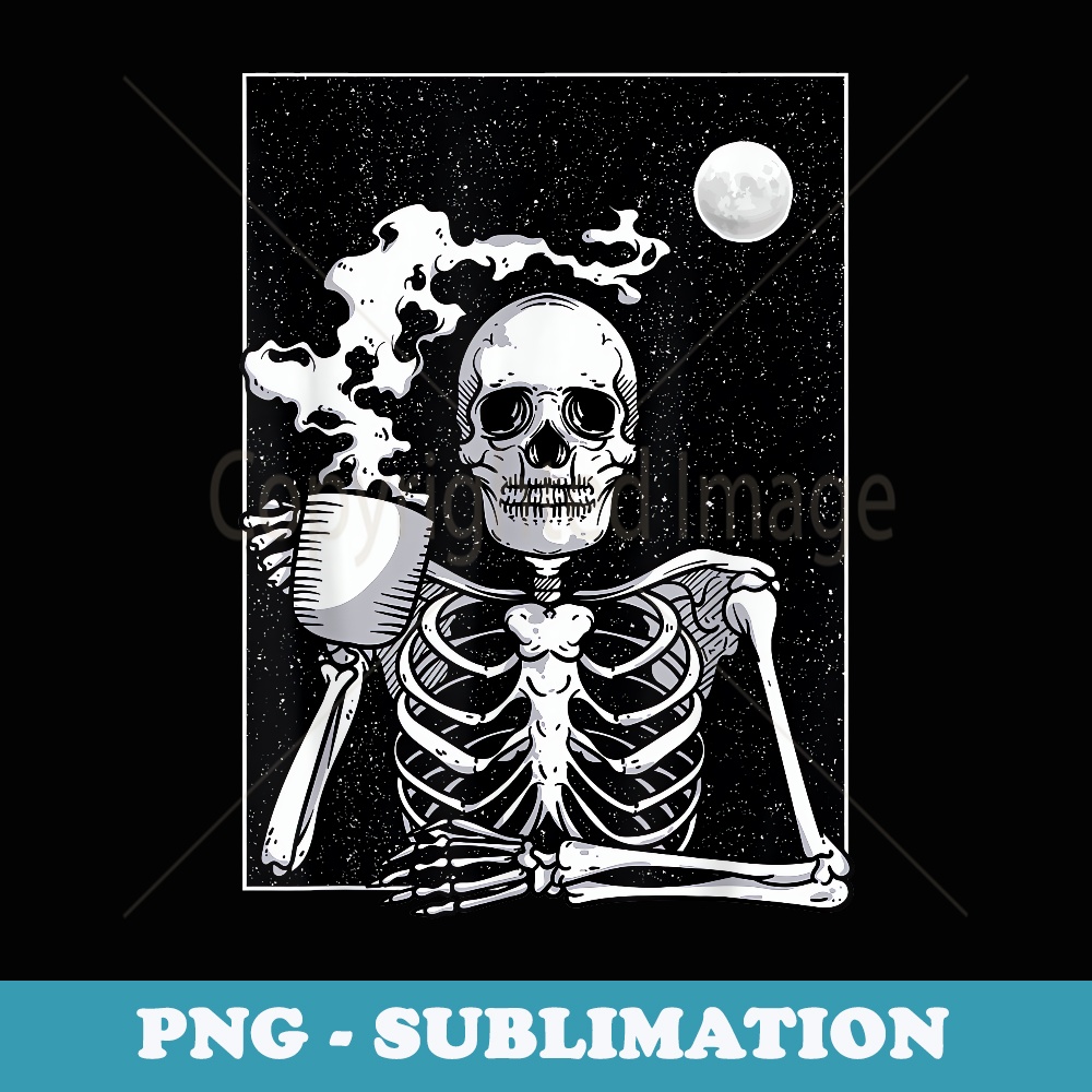 Skeleton Drinking Coffee Halloween Costume - Decorative Sublimation PNG File