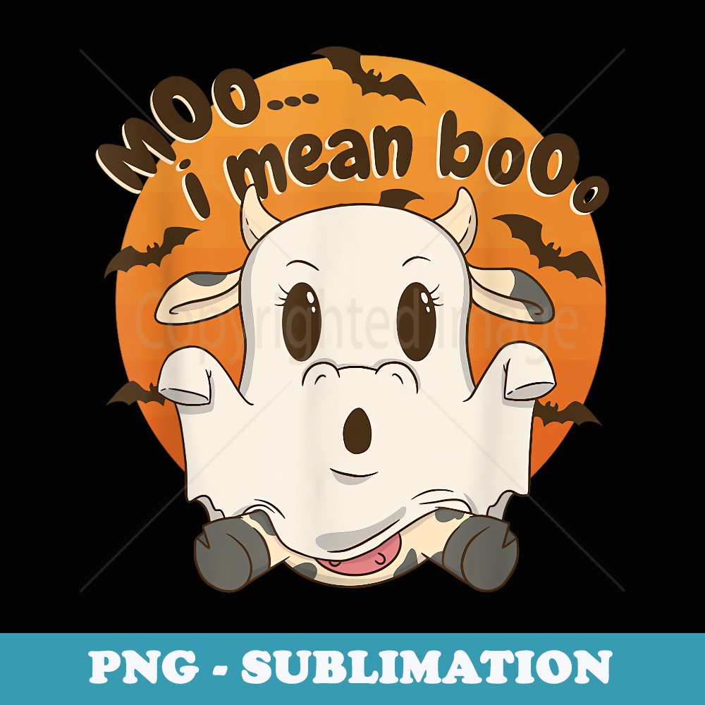 Moo I Mean Boo - Funny Halloween Cow Ghost - Aesthetic Sublimation Digital File