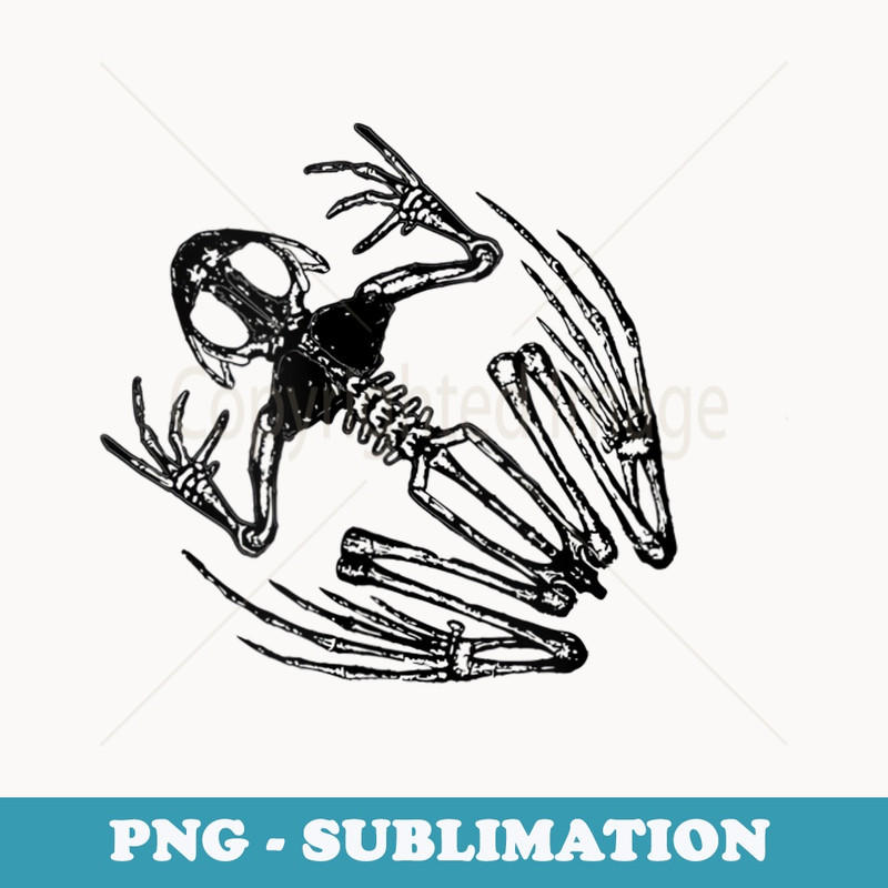 Skeleton Frog, Amphibian Frog Skeleton, Black Frog Bones - Instant Sublimation Digital Download