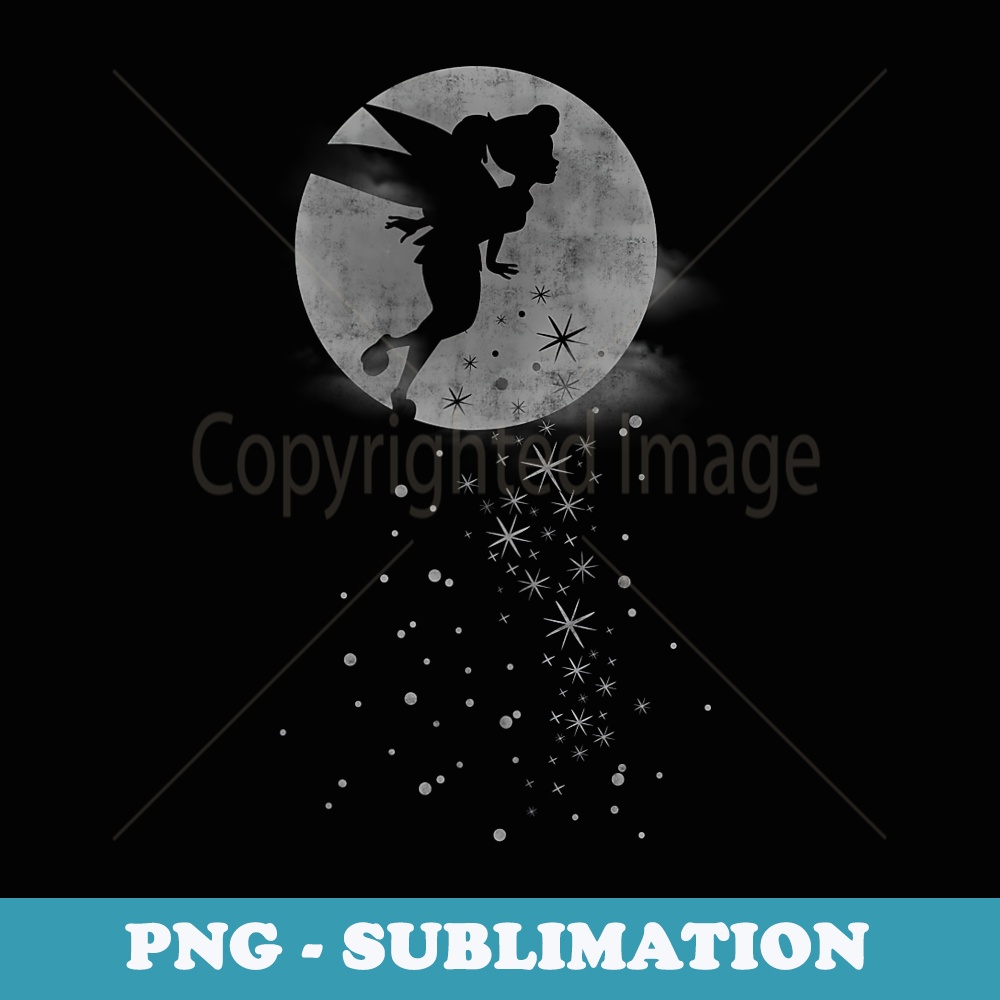 Disney Peter Pan Tinker Bell Moonlight Silhouette - Elegant Sublimation PNG Download