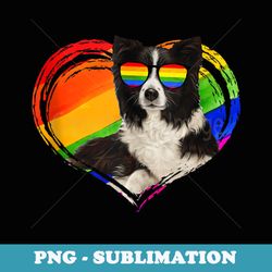funny border collie dog lover rainbow heart gay pride lgbt - instant sublimation digital download