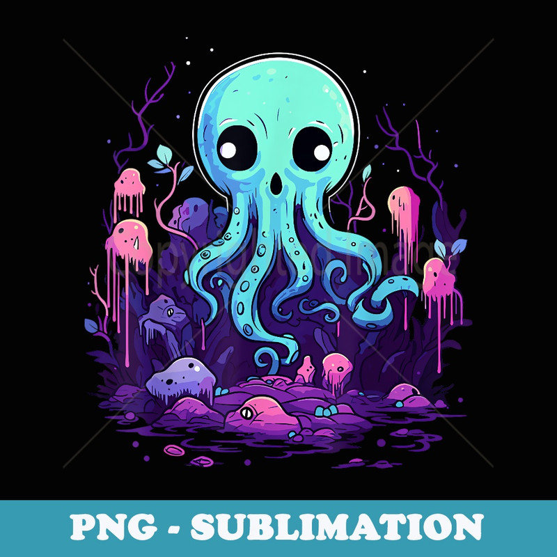 Pastel Goth Octopus Kawaii Cute Creepy Halloween Anime - Artistic Sublimation Digital File