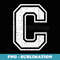 Letter C Capital Alphabet Varsity Distressed Monogram - Vintage Sublimation PNG Download