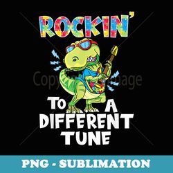 rockin to different tune dinosaur rocking autism awareness - modern sublimation png file