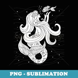colorable t, mermaid, coloring - signature sublimation png file
