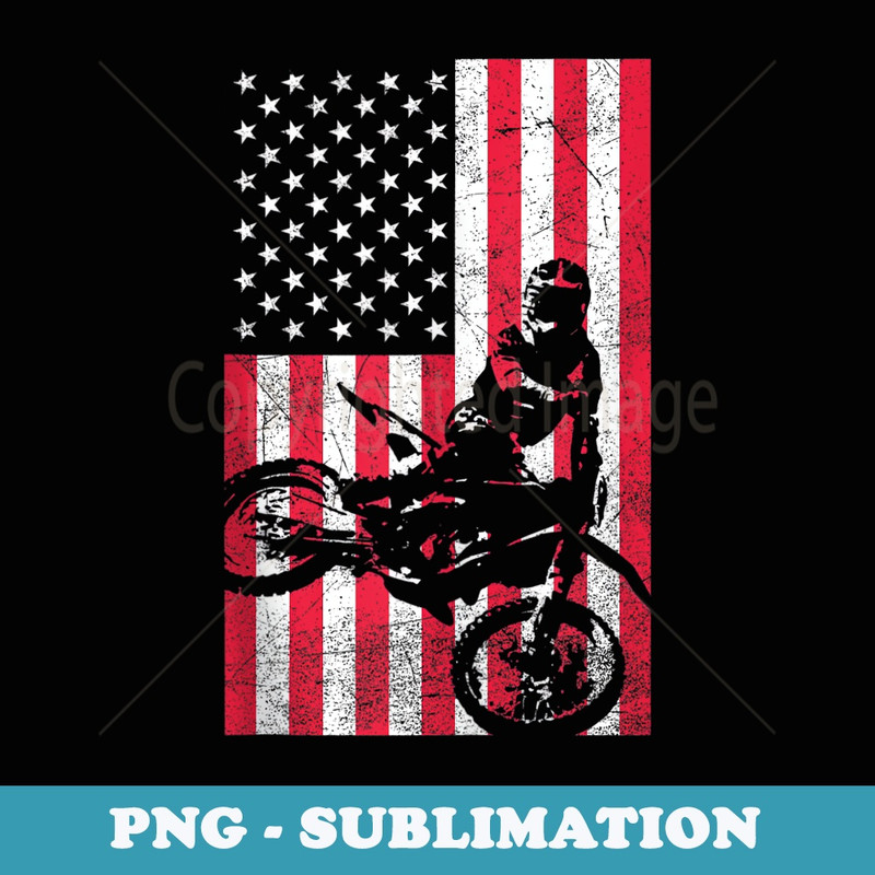 USA American Flag Dirt Bike Red White Blue 4th of July Top - Aesthetic Sublimation Digital File