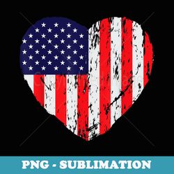 retro 4th of july heart patriotic american flag vintage - digital sublimation download file